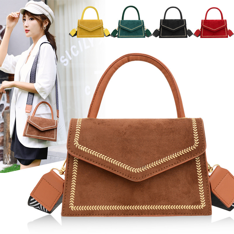 2020冬季新款复古磨砂皮手提方包时尚搭配女式手提包单肩斜跨包|ms