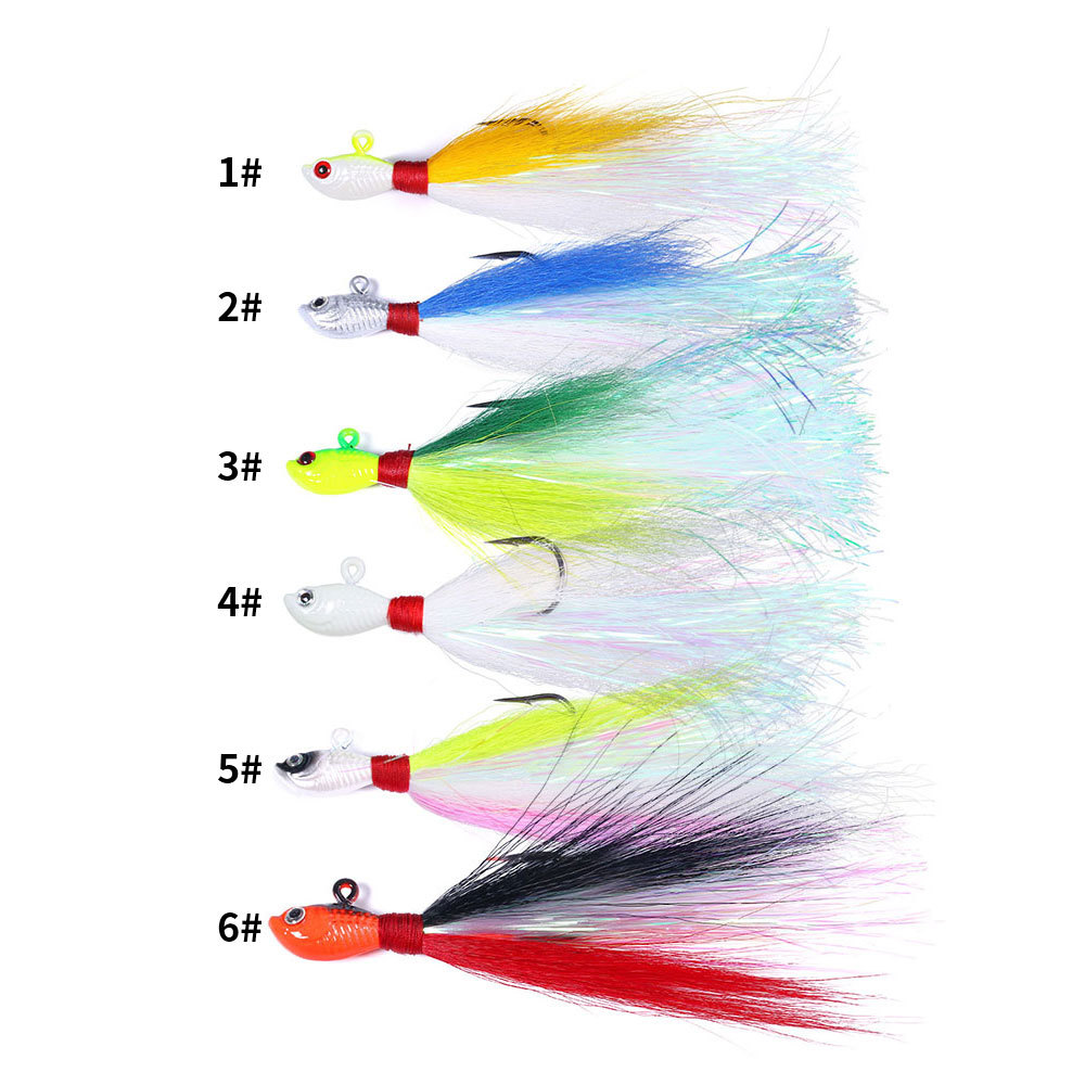 3 Pack Bucktail Jig Fluke Lure Hair Jig Saltwater Freshwater Lures Surf Fishing White Red Chartreuse Bass Flounder Striper Bluefish Halibut Redfish