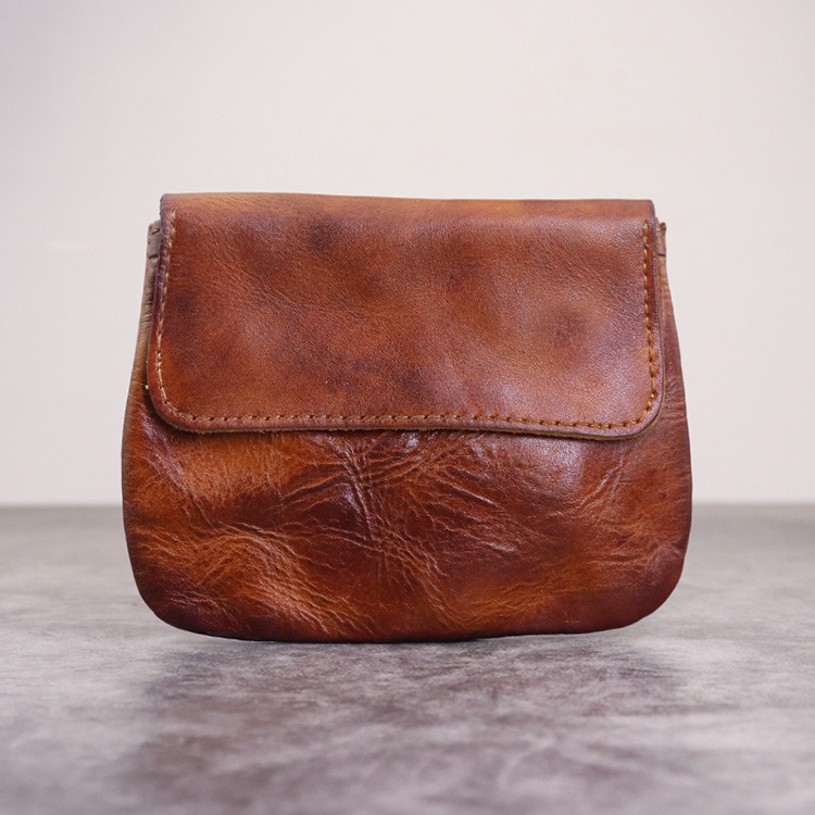 New Plant Tanned Leather Zero Wallet for Women's Minimalist Cover Style Large Capacity Card Storage Used Wrinkle Bag_voghion.com