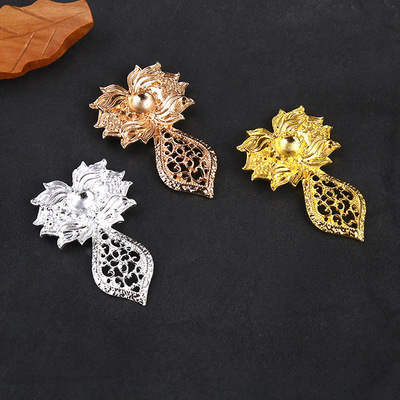 古风发簪diy材料合金保色清莲手工簪子头饰发饰制作配件|ru