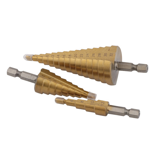 Dichuang stepped drill tower type hole opener step drill hexagonal handle straight slot 4241 high-speed steel hardware tool