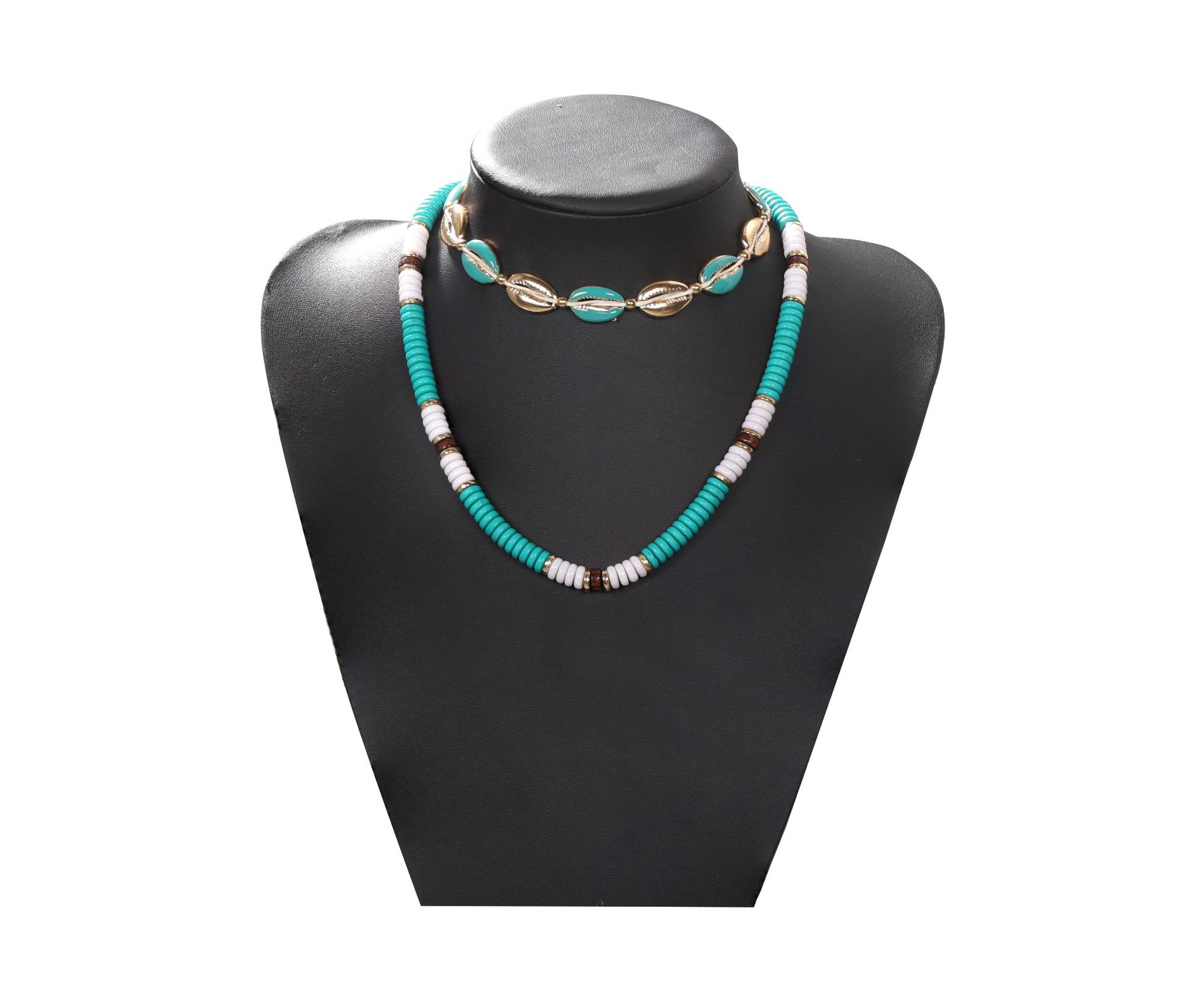 Bohemian Ethnic Style Drop Beads Metal Shell Beads Double-layer Necklace Fashion Multi-layer Seaside Wholesale Nihaojewelry display picture 2