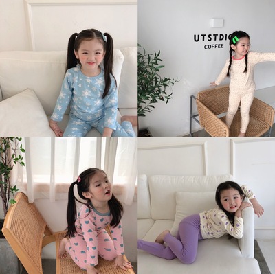 girl pajamas suit 2020 Autumn and winter new pattern Brushed wool Elastic force jacket trousers Autumn coat suit Internal lap
