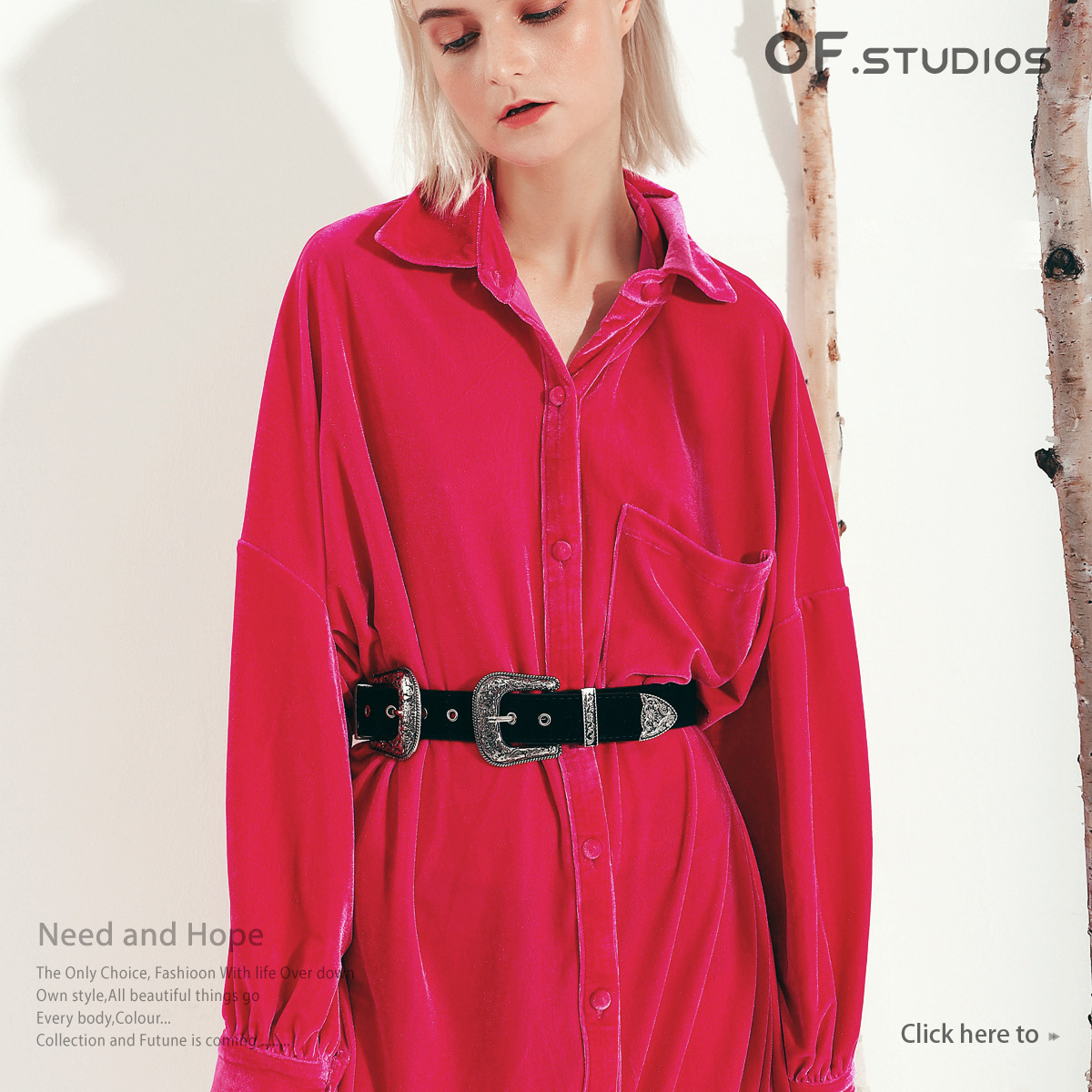 21A/W  冷系女装港味复古丝绒长袖衬衫宽松连衣裙中长款QD951