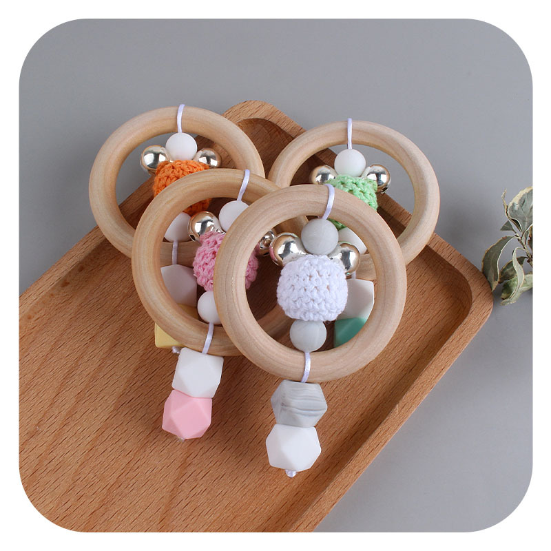 Nuevo DIY creativo Rana Hemu anillo infantil mano palo sonajero juguete mordedor de silicona teether stick