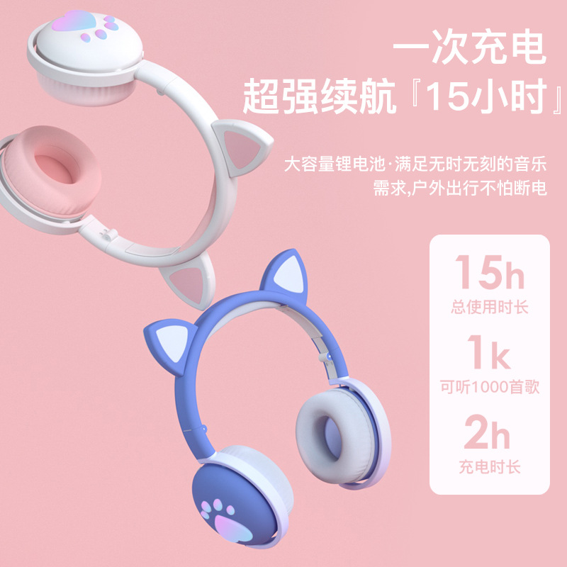 Nuevo gato lindo garra auriculares Bluetooth macaron color gato oído auriculares Bluetooth vivo llamada de voz