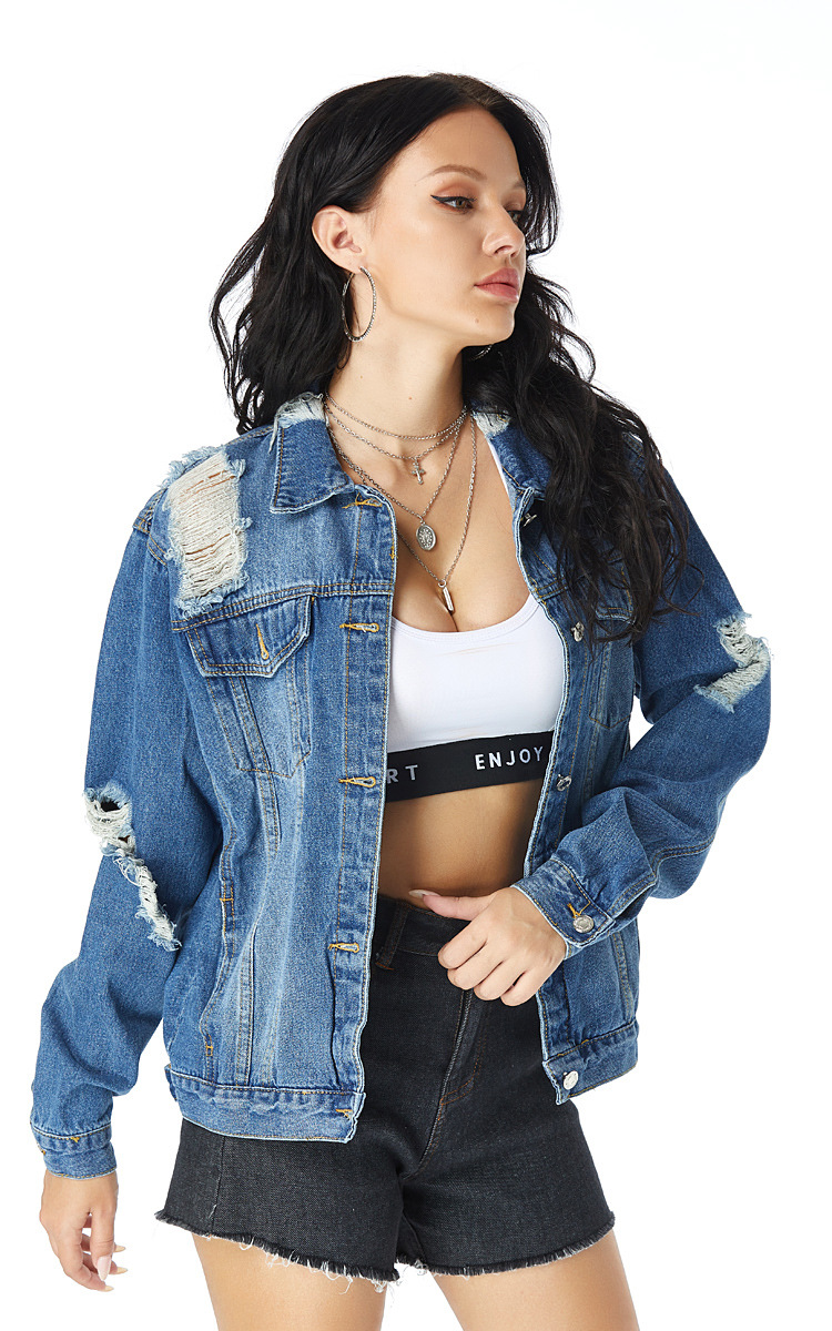 Ripped Long Sleeve Denim Jacket NSSY9161