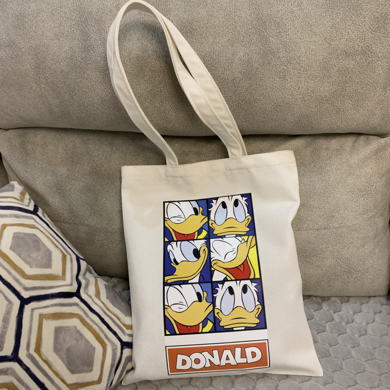 Personalized Cartoon ins Canvas Bag Cloth Bag Shoulder Bag Shopping Bag Schoolbag Printed Bag Supermarket Portable Bag