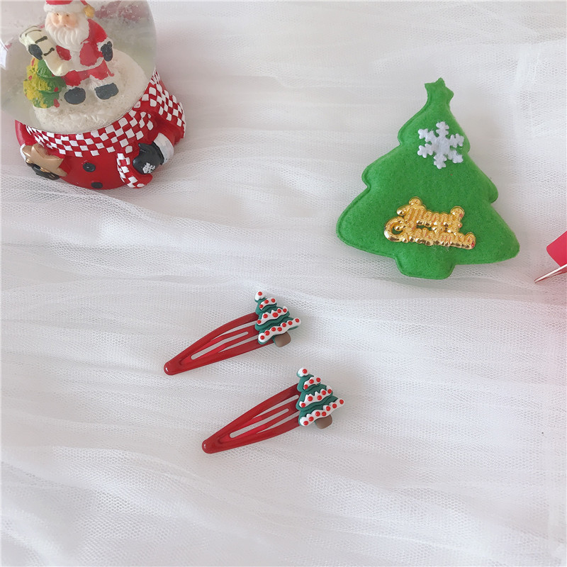 Christmas Tree, Santa Claus Pattern Women'S Gender Cartoon Style Christmas Tree Santa Claus Soft Glue Hair Clip 1 Piece