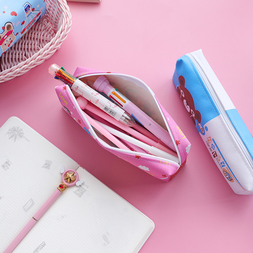 Cute cartoon student stationery bag creative pencil bag kindergarten learning stationery storage large capacity pencil box gift