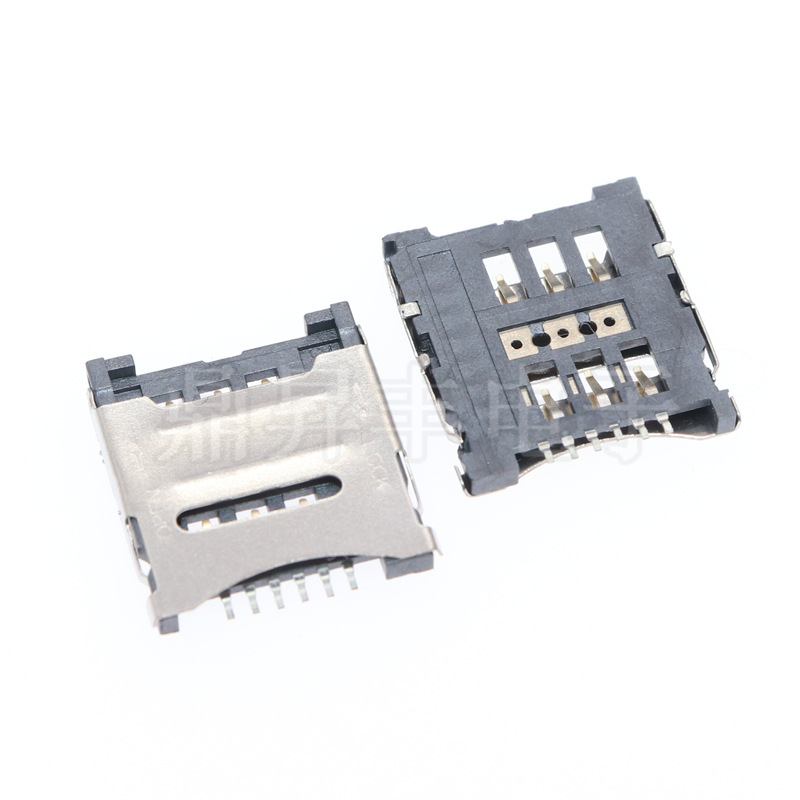 MICRO SIM卡座 6P翻盖式卡座 迈克6PIN镀镍脚卡槽通讯类连接器-阿里巴巴