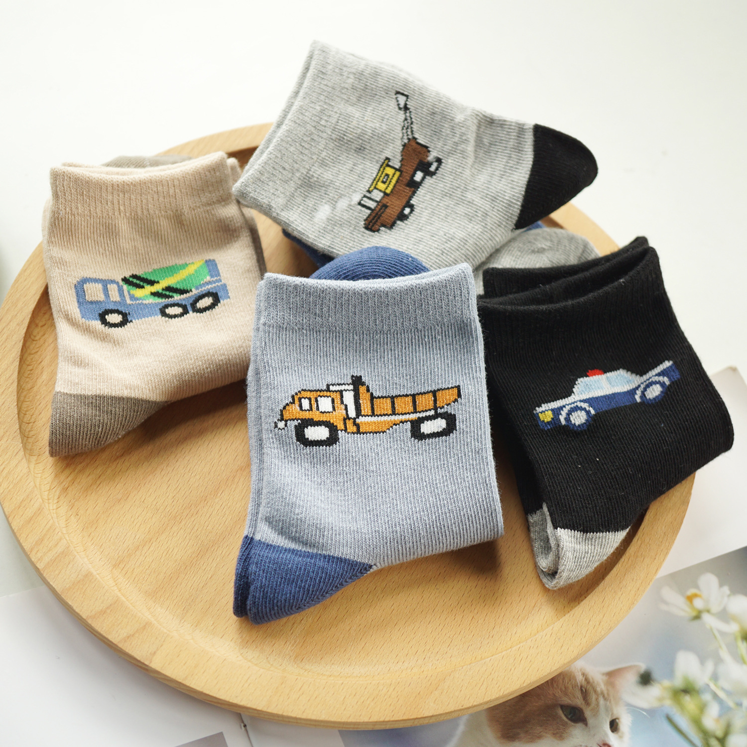 新品 2020秋款童袜 男童短袜儿童小汽车短袜棉袜卡通袜运动袜
