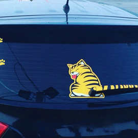 反光贴图片车身拉花汽车贴纸动物雨刮卡通猫咪cat个性创意涂鸦