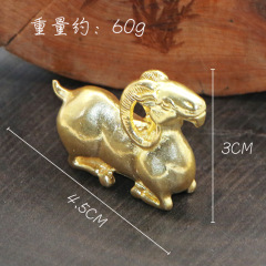 Copper Ancient Art Pure Copper Twelve Zodiac Sheep Figurine Solid Copper Wealth Bringing Sheep Pen Holder Small Goat Goat Paperweight