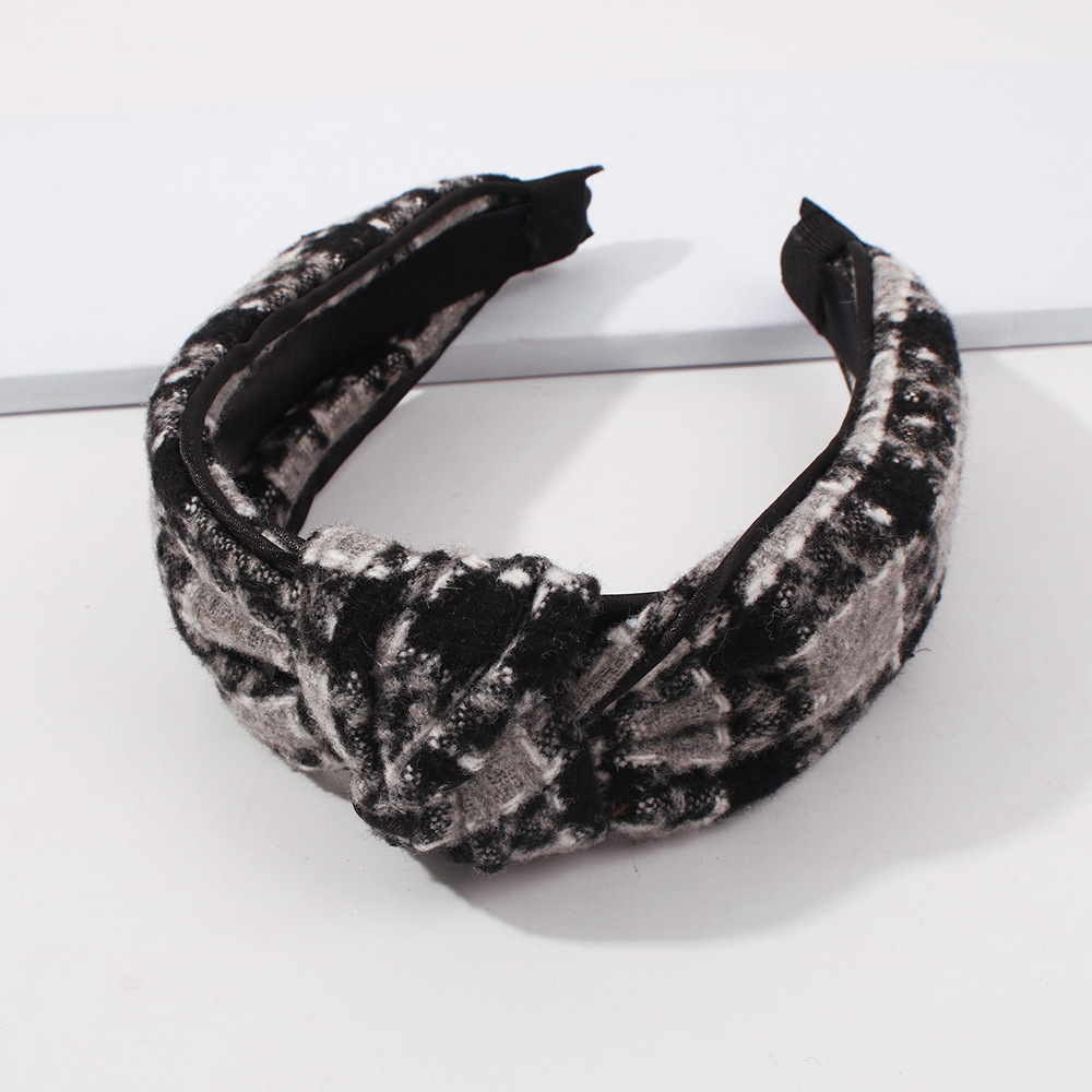 Plaid Hit Color Wide-sided Knotted Headband display picture 7