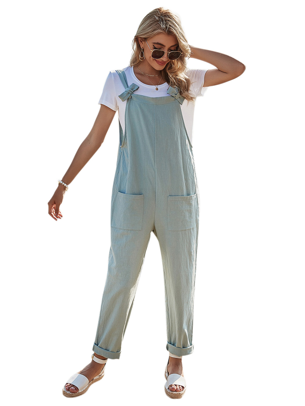 sling solid color jumpsuit   NSDF19809