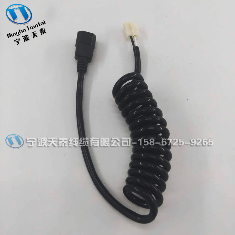 2芯弹簧线 车充螺旋可伸缩充电线电动车充电桩弹簧线