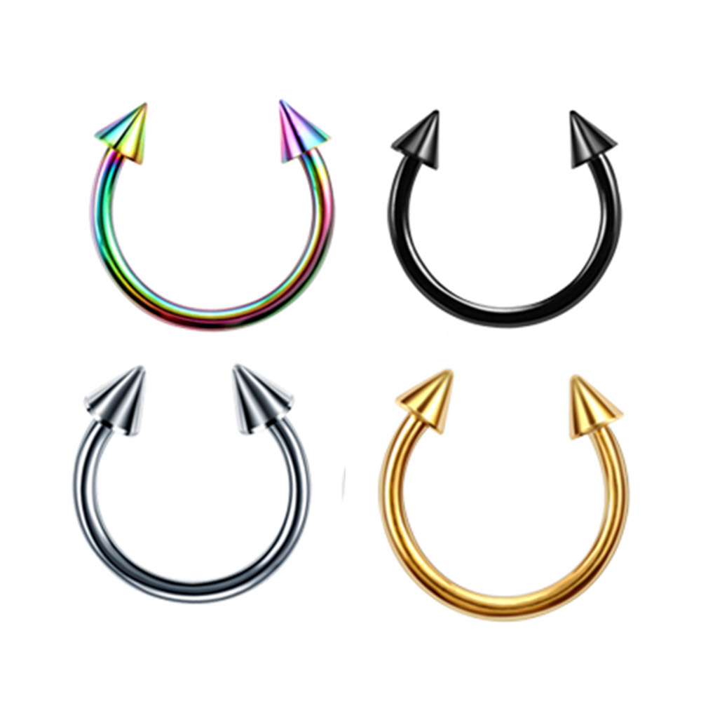 4 Pieces Fashion Geometric Stainless Steel Plating Eyebrow Nails Tongue Nail Nose Ring display picture 15