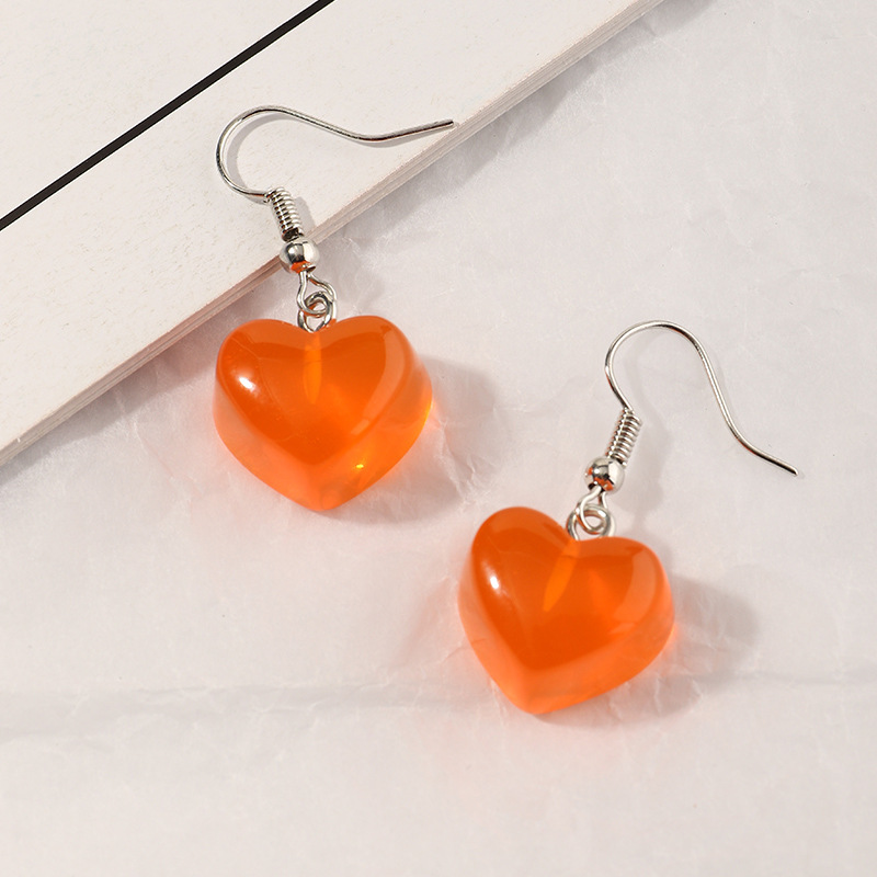 Fashion Cute Resin Candy-colored Heart-shaped Earrings display picture 6