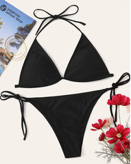2020新款比基尼歐美性感泳衣女外貿純色沙灘bikini跨境游泳裝