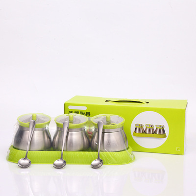 Minimalist kitchen originality Cruet suit Stainless steel salt-and-pepper Pepper Condiment bottles Flip Caster Container