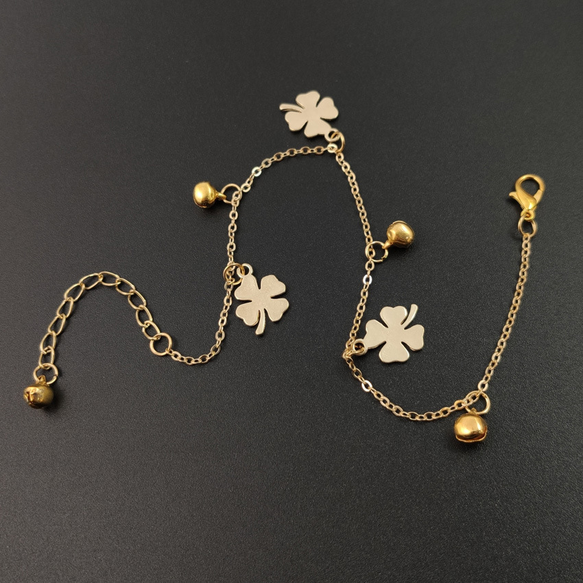 Exquisite Four Leaf Clover Three Bell Chain Instant Sale Of Popular Foot Accessories