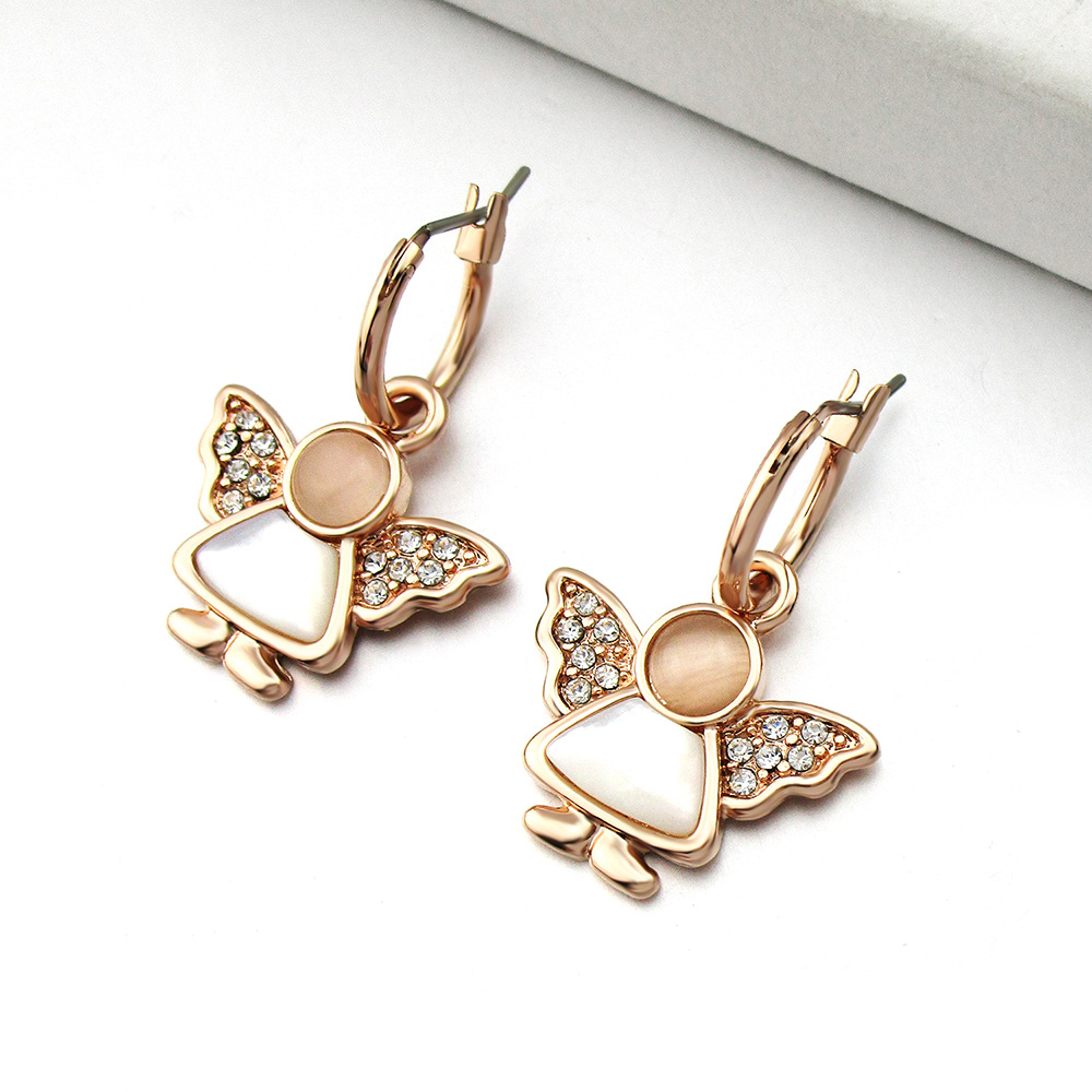 Fashion Gold-plated Angel Shell Earrings Diamond Earrings display picture 1