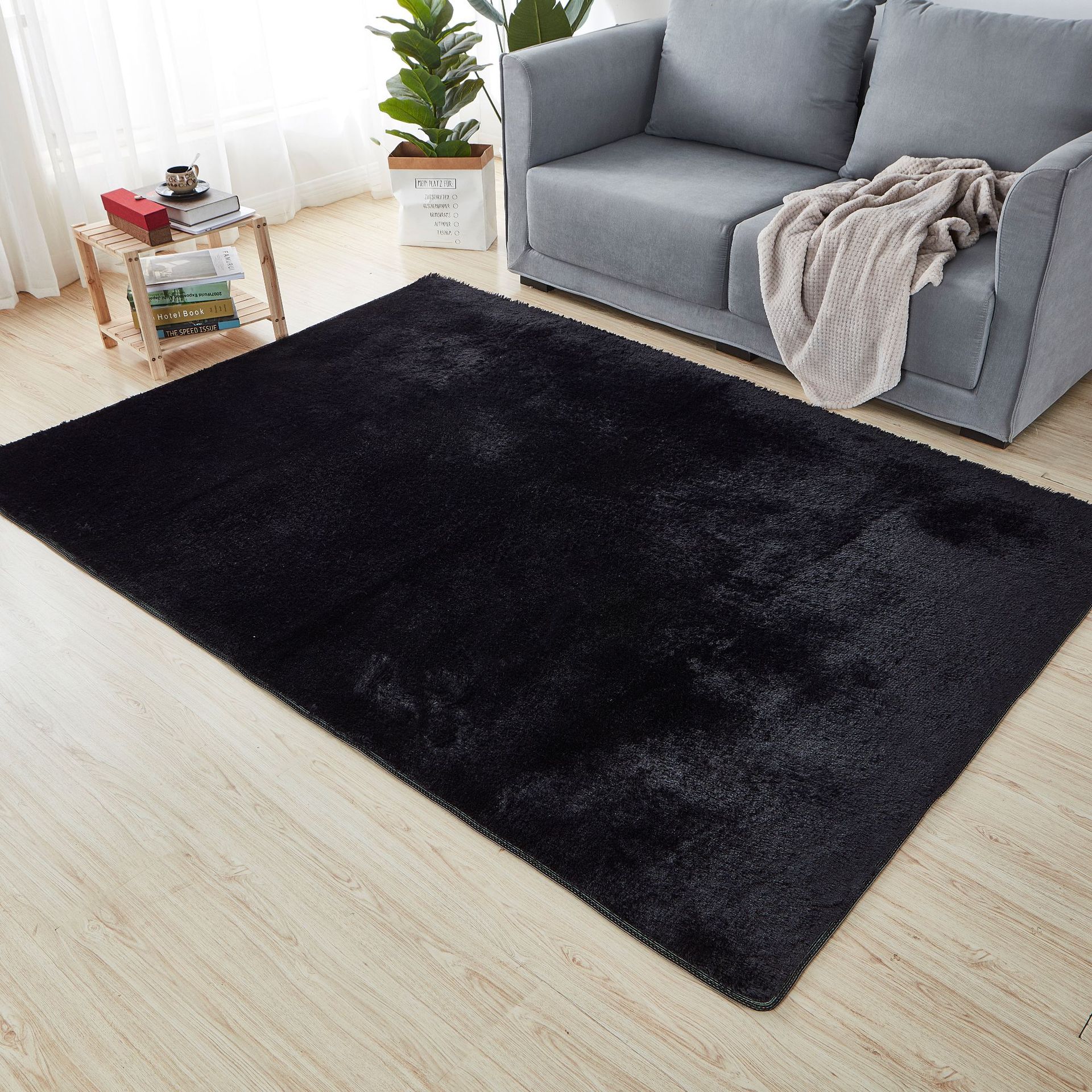 Alfombra de Pelo Largo de Seda Sintética para Sala de Estar, Dormitorio, Junto a la Cama, Resistente a las Manchas y Fácil de Cuidar, Alfombra de Dormitorio