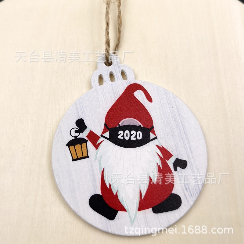 Máscara de bendición de bricolaje de madera Muñeco de nieve colgante de decoración navideña linterna creativa artesanía decoración pieza de madera