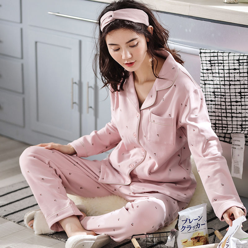 100% pijamas de algodón de las mujeres de primavera y otoño de manga larga de invierno más tamaño pijamas verano traje de mujer homewear se puede usar fuera