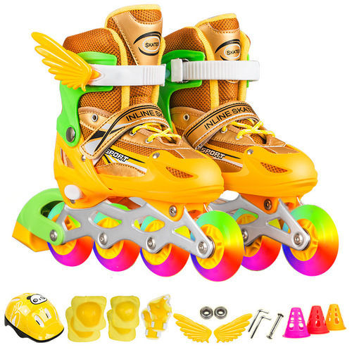 Children's skates 8 flash full set roller skates full set roller skates skates adult straight row adjustable for men and women