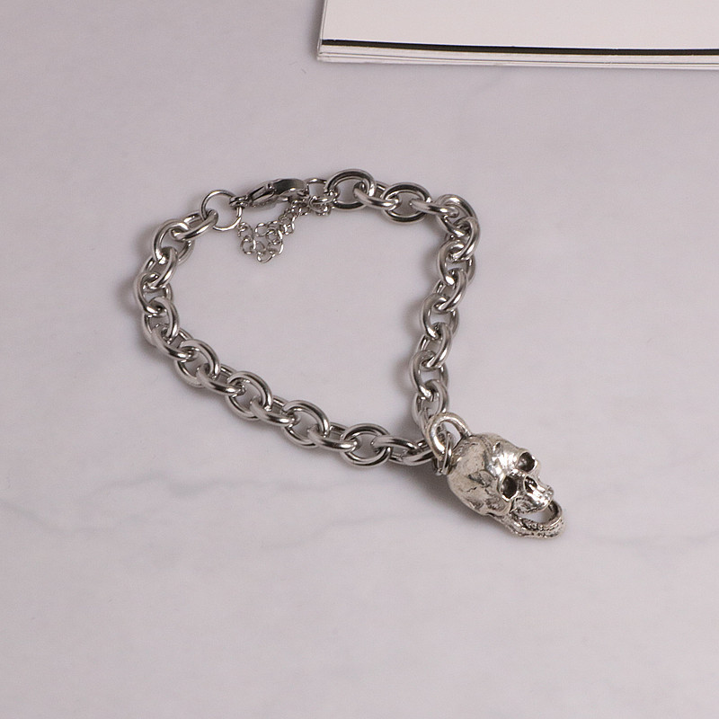 Skull Charm Bracelet For Couples Titanium Steel Layered Design_voghion.com