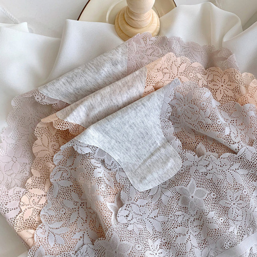 Lace underwear for women, peach buttocks thin antibacterial sexy cotton crotch large size hollow transparent traceless briefs for women