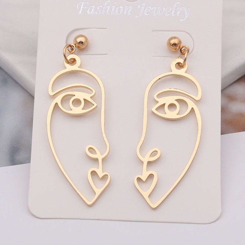 1 Pair Fashion Human Face Metal Plating Women's Drop Earrings display picture 1