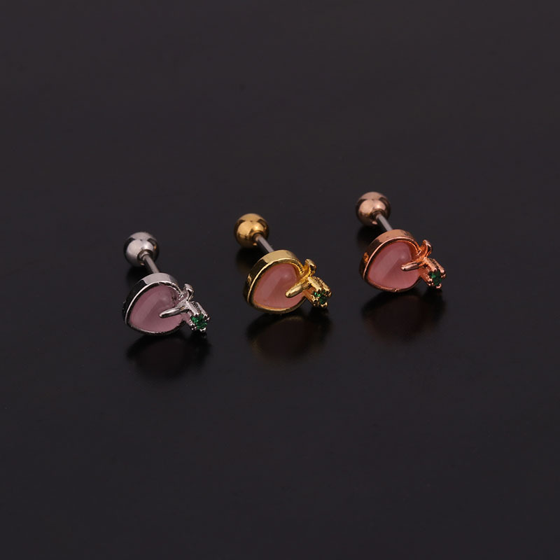 Ear Cartilage Rings & Studs Fruit 316 Stainless Steel  Copper Inlaid Zircon display picture 9