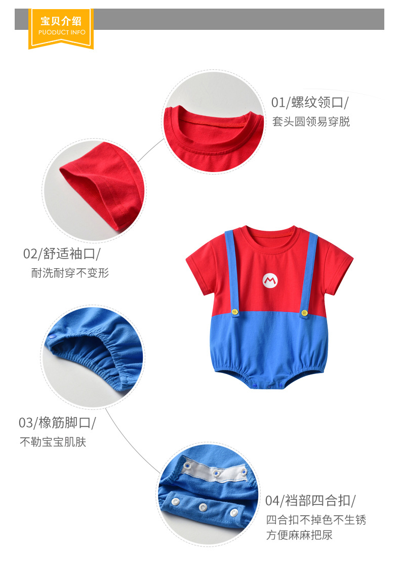 New Baby Clothes 3-6 Months Baby Cartoon Short Sleeve Thin Jumpsuit Wholesale display picture 11