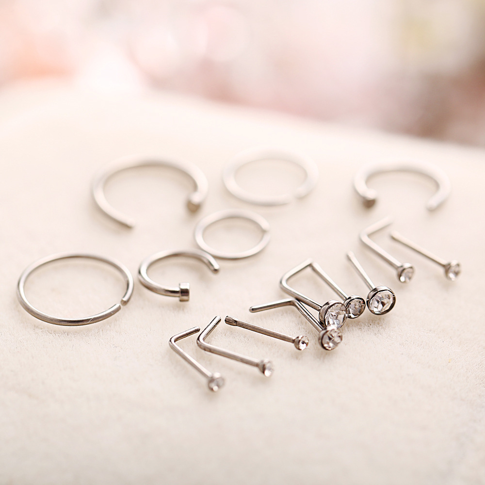 New Type Stainless Steel Nail Nasal Nose Ring Curved Nasal Nail C Set display picture 8