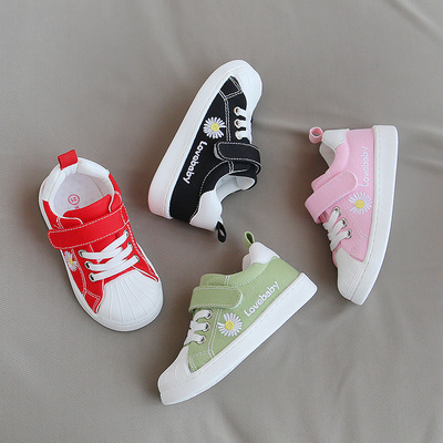 小溜寶2020秋季新款1-3歲貝殼頭防撞寶寶學步鞋小雛菊軟底帆布鞋