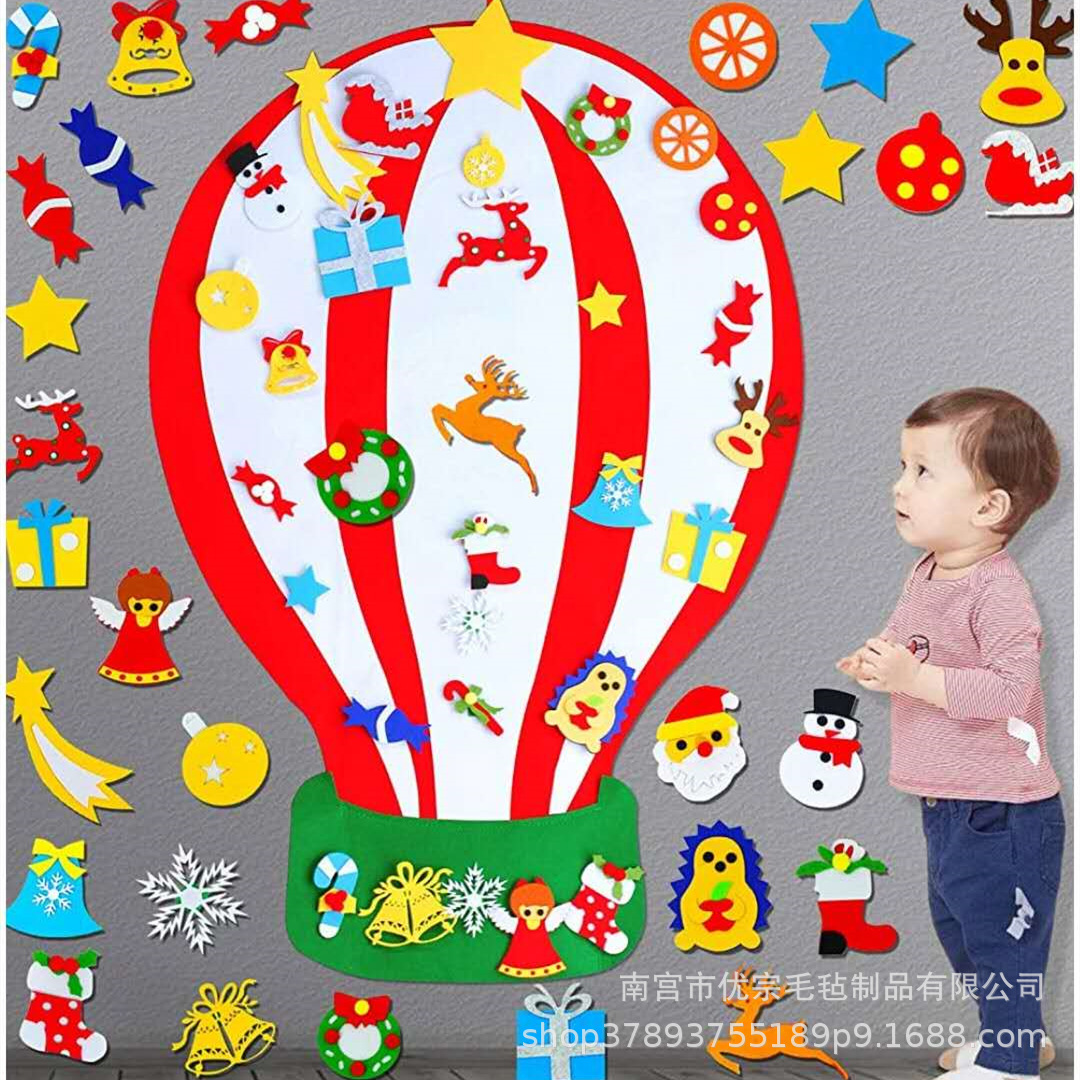 Globos Aerostáticos Navideños Nórdicos de Fieltro para Árbol de Navidad, Suministros para Fabricantes de Juguetes DIY, Globos Aerostáticos Navideños