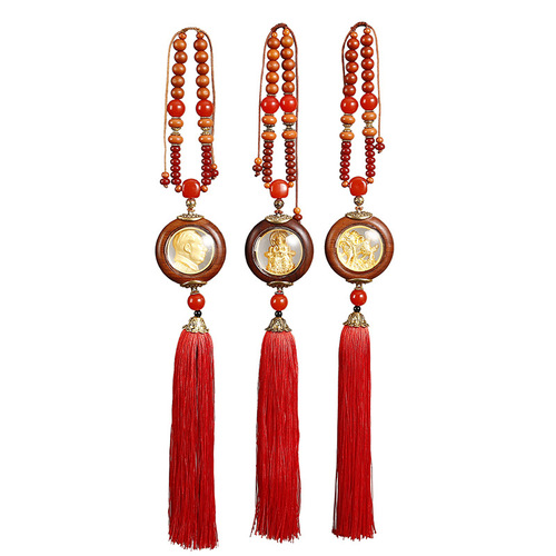 Rosewood gold inlaid car pendant wholesale retro car pendant wooden splicing pendant dropshipping