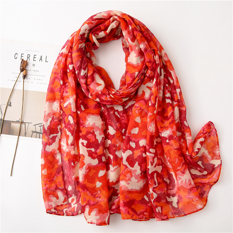 Spring And Summer Thin Camouflage Geometric Scarf display picture 5