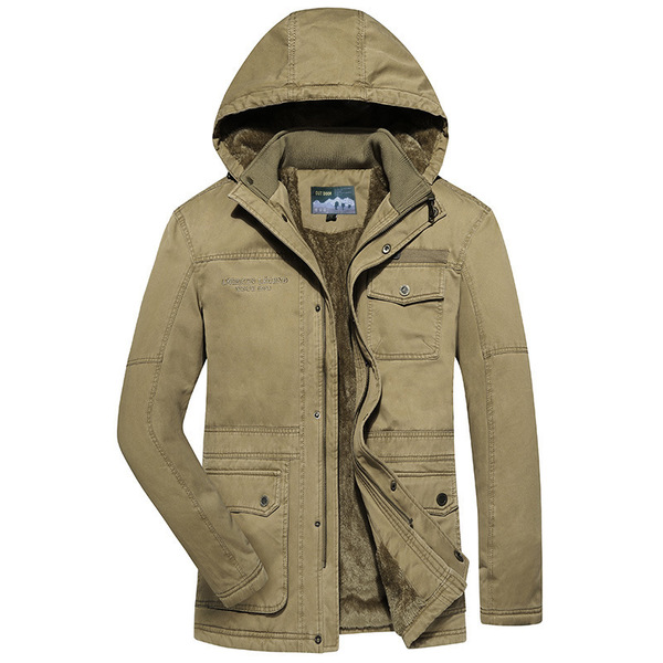 Men’s detachable plush cotton wash coat casual jacket in autumn and winter