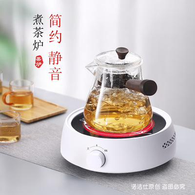A6圆形电磁红外光波电陶电热茶炉 静音小型煮茶器 玻璃壶茶具套装|ms