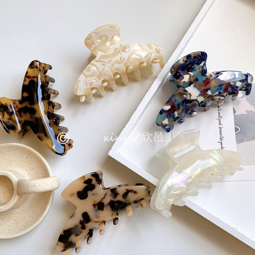 Light luxury medium-sized acetic acid plate hair grab clip half hair clip back of the head Korean clip headwear large bath claw