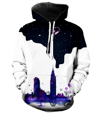 跨境热卖 牛奶杯瓶连帽3D数码印花卫衣WISH亚马逊新款套头休闲服