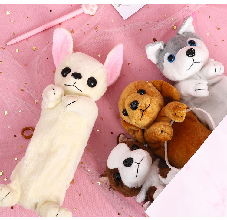 Casual Style Cute Cartoon Plush Large Capacity Doll Zipper Stationery Box