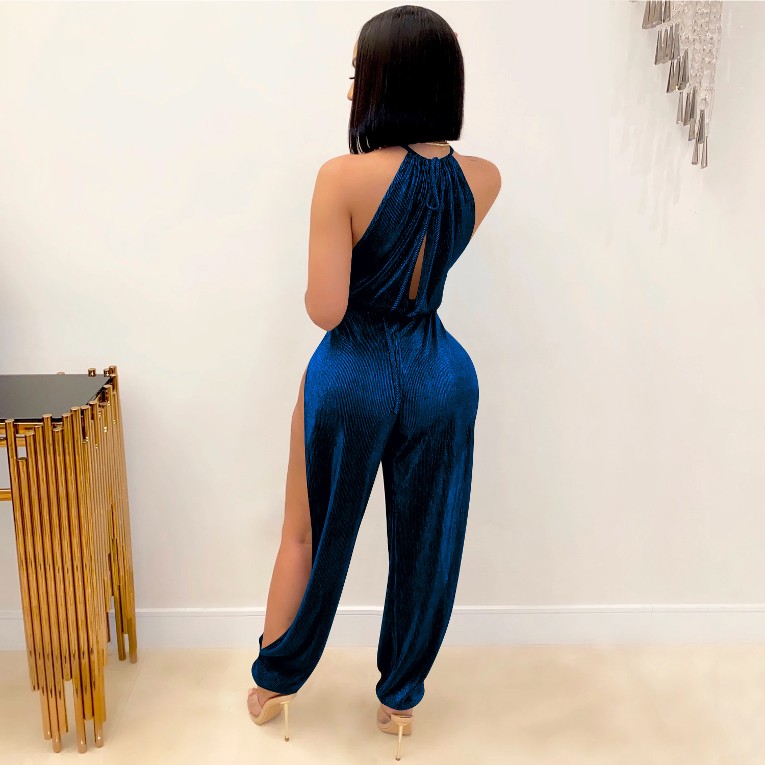 women s strappy sided slit jumpsuit nihaostyles clothing wholesale NSXYZ78218