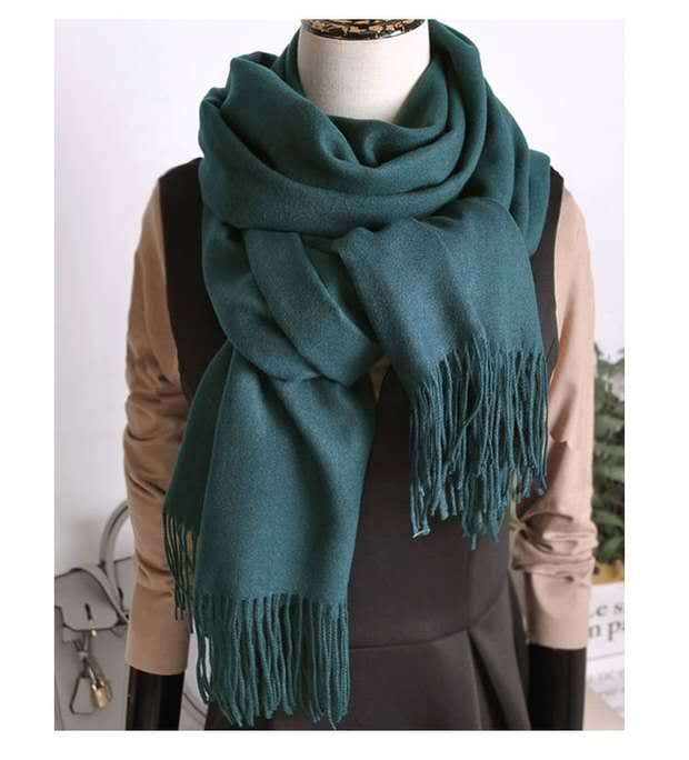 Unisex Fashion Solid Color Imitation Cashmere Tassel Winter Scarves display picture 1