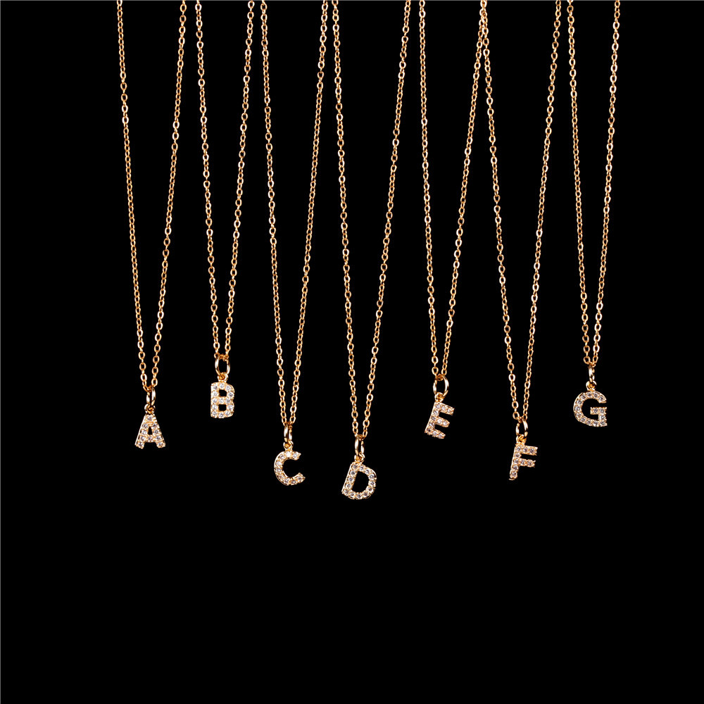 Mode Lettre Acier Inoxydable Diamant Collier display picture 22