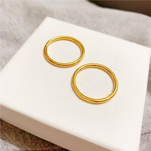 Hottest Trend Red, Gold, and Silver Three-Generation Sand Gold Ring for Women, Three-in-One Polished Simple Band Ring, Couple's Matching Rings, Index Finger, Wholesale